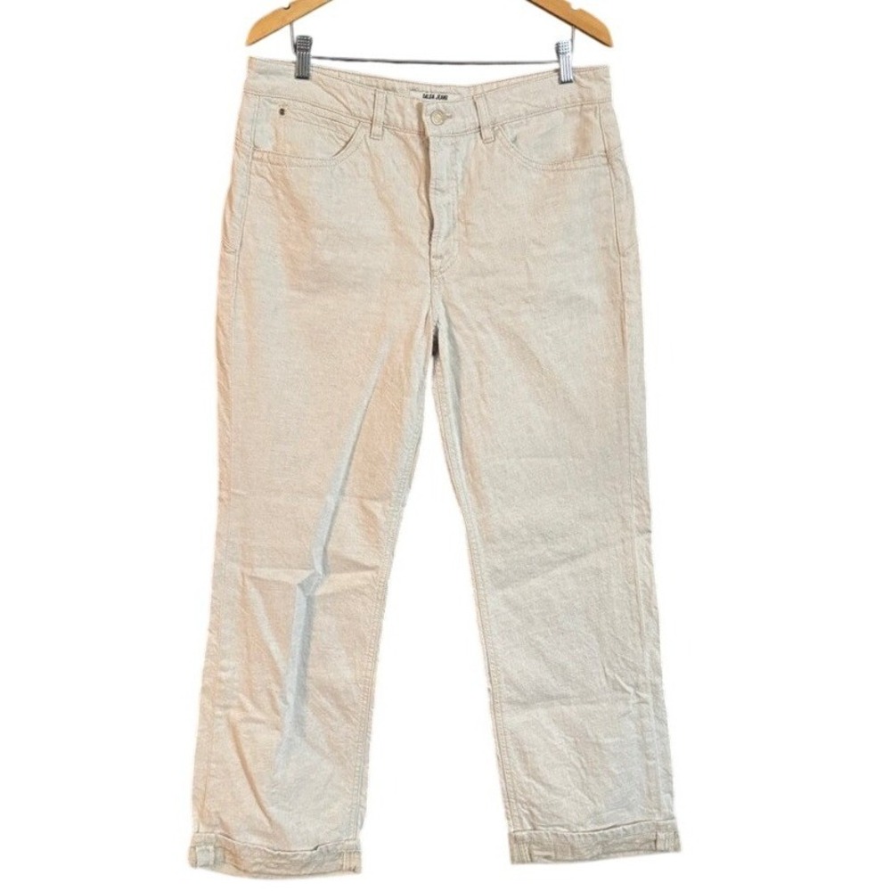 Salsa Jeans Faith Straight Leg Beige Oatmeal Cotton Linen Blend Jeans W34 L32